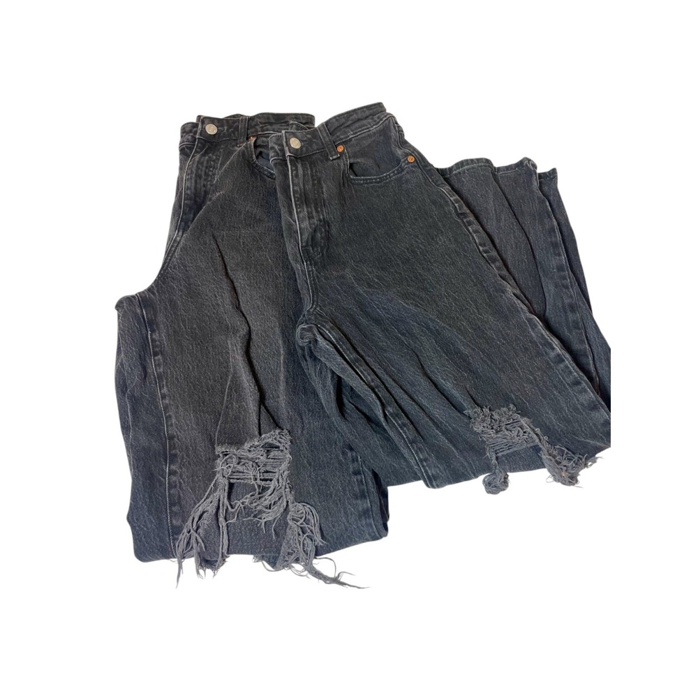 Wild Fable LOT 2 Highest Rise Baggy Jeans Size 6/28 Black Women Distressed Denim